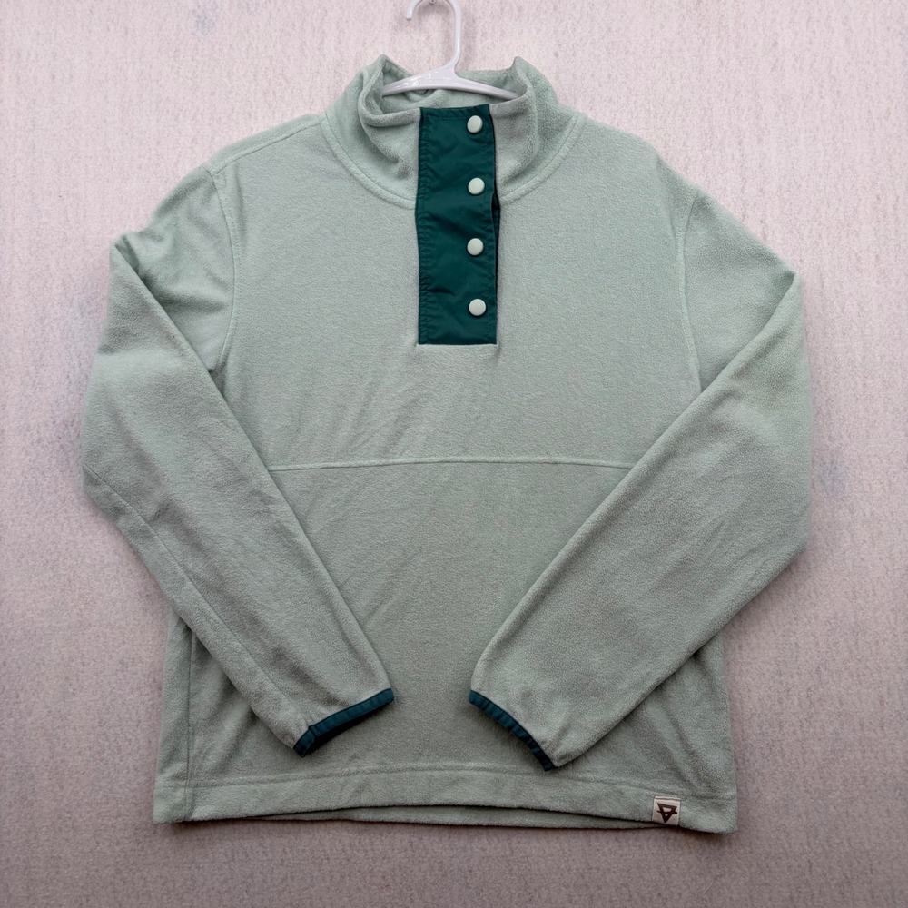 LIV Outdoor Womens Fleece Pullover Mint Green Snap Mock Neck Sweater Size Medium